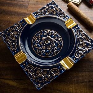 Gold and Blue Cigar Ashtray